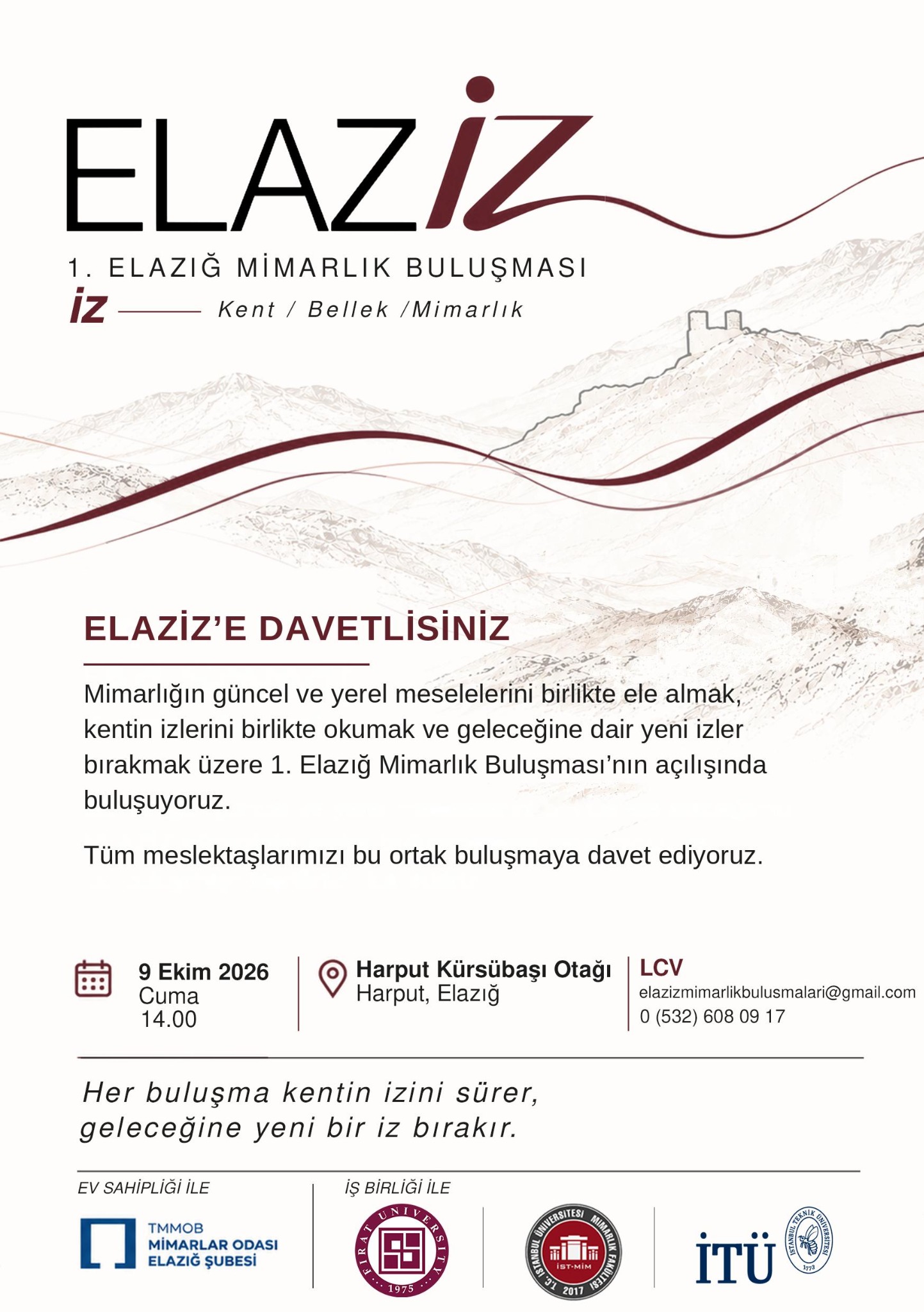 ELAZİZ 1. Elazığ Mimarlık Buluşması davet görseli